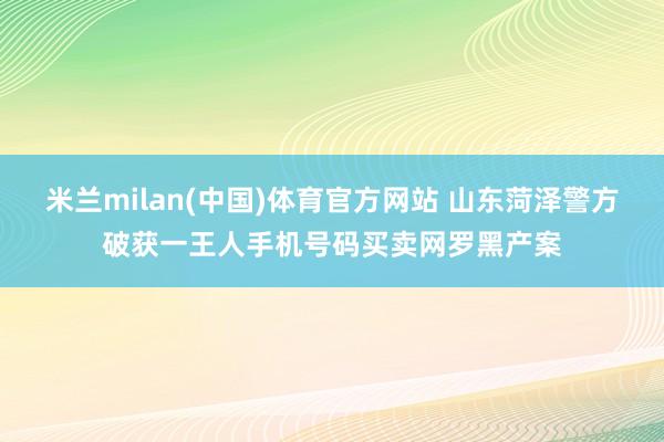米兰milan(中国)体育官方网站 山东菏泽警方破获一王人手机号码买卖网罗黑产案