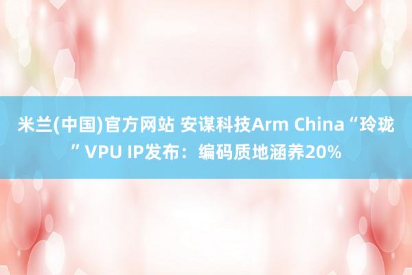 米兰(中国)官方网站 安谋科技Arm China“玲珑”VPU IP发布：编码质地涵养20%