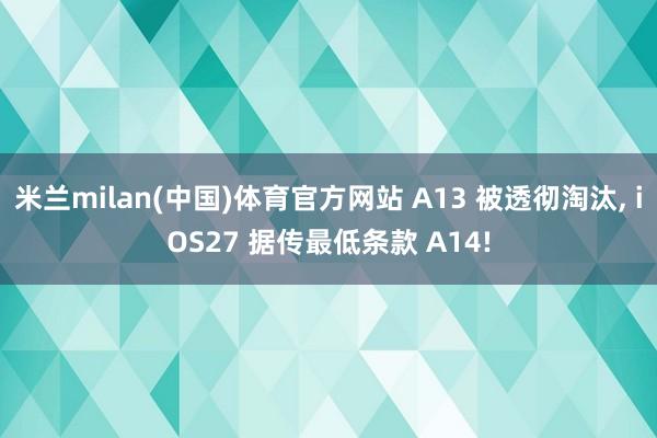 米兰milan(中国)体育官方网站 A13 被透彻淘汰， iOS27 据传最低条款 A14!