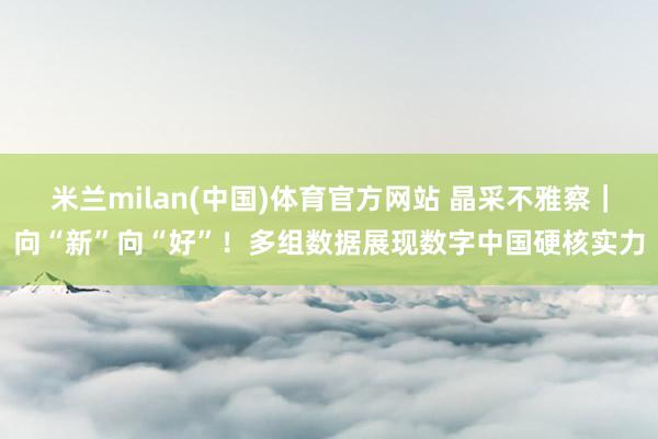 米兰milan(中国)体育官方网站 晶采不雅察｜向“新”向“好”！多组数据展现数字中国硬核实力