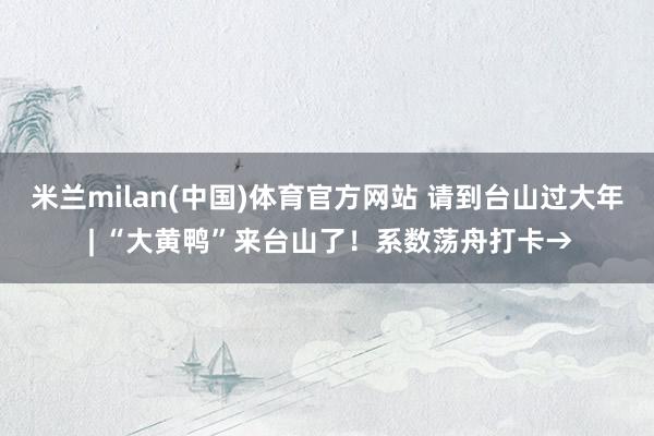 米兰milan(中国)体育官方网站 请到台山过大年 | “大黄鸭”来台山了！系数荡舟打卡→