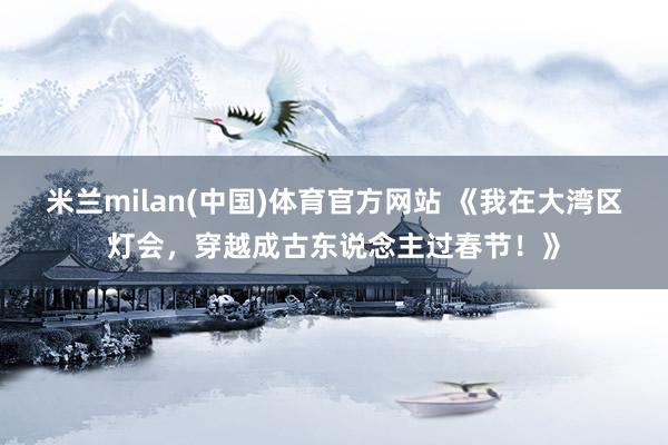 米兰milan(中国)体育官方网站 《我在大湾区灯会，穿越成古东说念主过春节！》