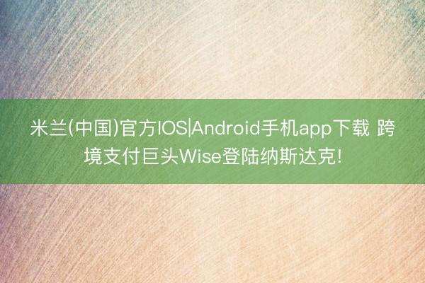 米兰(中国)官方IOS|Android手机app下载 跨境支付巨头Wise登陆纳斯达克!