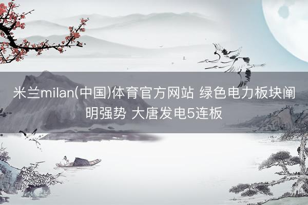 米兰milan(中国)体育官方网站 绿色电力板块阐明强势 大唐发电5连板