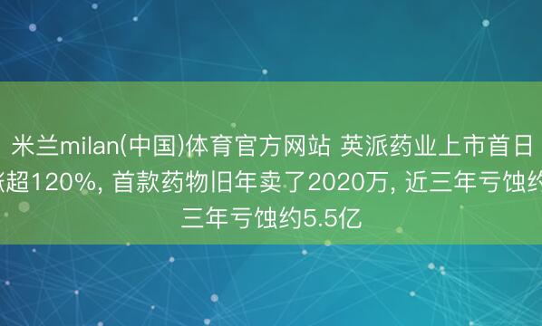 米兰milan(中国)体育官方网站 英派药业上市首日一度涨超120%， 首款药物旧年卖了2020万， 近三年亏蚀约5.5亿