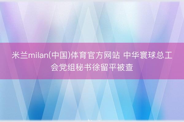 米兰milan(中国)体育官方网站 中华寰球总工会党组秘书徐留平被查