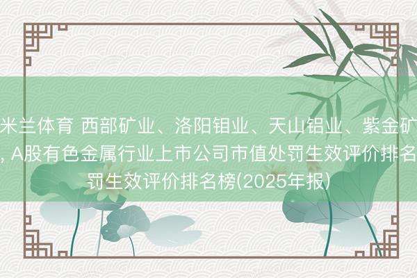 米兰体育 西部矿业、洛阳钼业、天山铝业、紫金矿业、山金国外， A股有色金属行业上市公司市值处罚生效评价排名榜(2025年报)