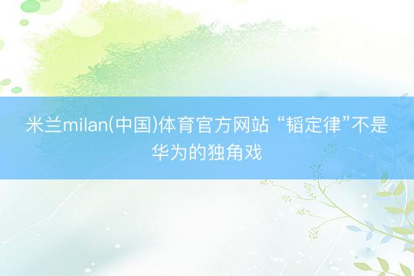 米兰milan(中国)体育官方网站 “韬定律”不是华为的独角戏