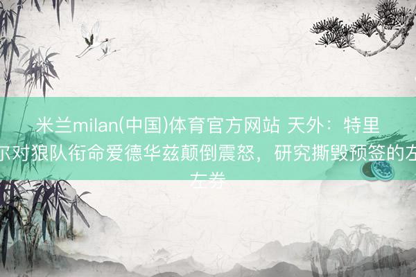 米兰milan(中国)体育官方网站 天外：特里皮尔对狼队衔命爱德华兹颠倒震怒，研究撕毁预签的左券