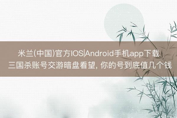 米兰(中国)官方IOS|Android手机app下载 三国杀账号交游暗盘看望， 你的号到底值几个钱