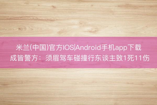 米兰(中国)官方IOS|Android手机app下载 成皆警方：须眉驾车碰撞行东谈主致1死11伤